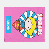 Chibi Supergirl Sternexplosion Herz und Logo Fleecedecke (Vorderseite (Horizontal))