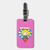 Chibi Supergirl Sternexplosion Herz und Logo Gepäckanhänger (Vorderseite vertikal)