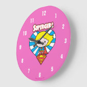 Chibi Supergirl Sternexplosion Herz und Logo Große Wanduhr (Winkel)