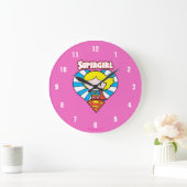 Chibi Supergirl Sternexplosion Herz und Logo Große Wanduhr (Zuhause)