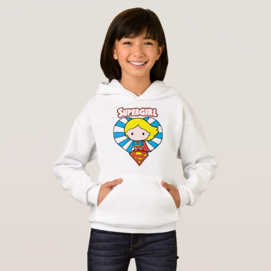 Chibi Supergirl Sternexplosion Herz und Logo Hoodie (Vorne ganz)