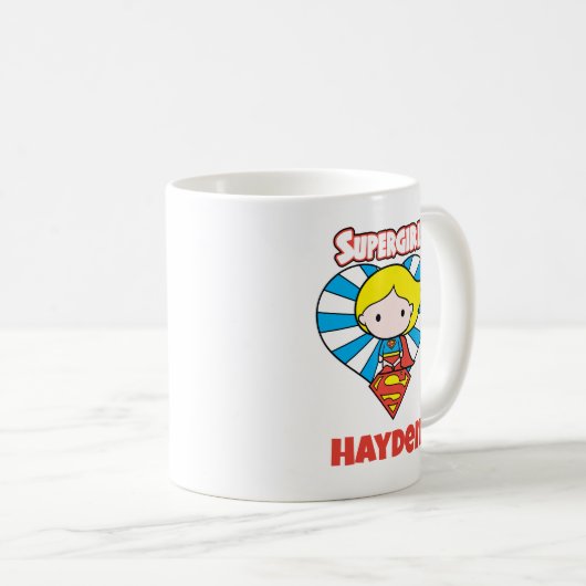 Chibi Supergirl Sternexplosion Herz und Logo Kaffeetasse (VorderseiteRechts)