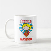 Chibi Supergirl Sternexplosion Herz und Logo Kaffeetasse (Links)