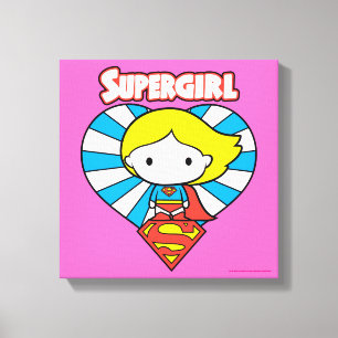 Chibi Supergirl Sternexplosion Herz und Logo Leinwanddruck