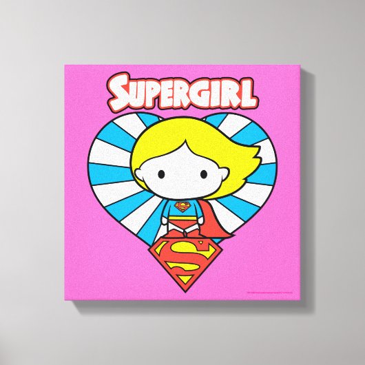 Chibi Supergirl Sternexplosion Herz und Logo Leinwanddruck (Vorderseite)