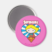 Chibi Supergirl Sternexplosion Herz und Logo Magnet (Vorderseite/Rückseite)