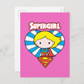 Chibi Supergirl Sternexplosion Herz und Logo Postkarte (Vorne/Hinten)