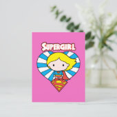 Chibi Supergirl Sternexplosion Herz und Logo Postkarte (Stehend Vorderseite)