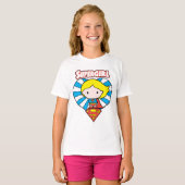 Chibi Supergirl Sternexplosion Herz und Logo T-Shirt (Vorne ganz)