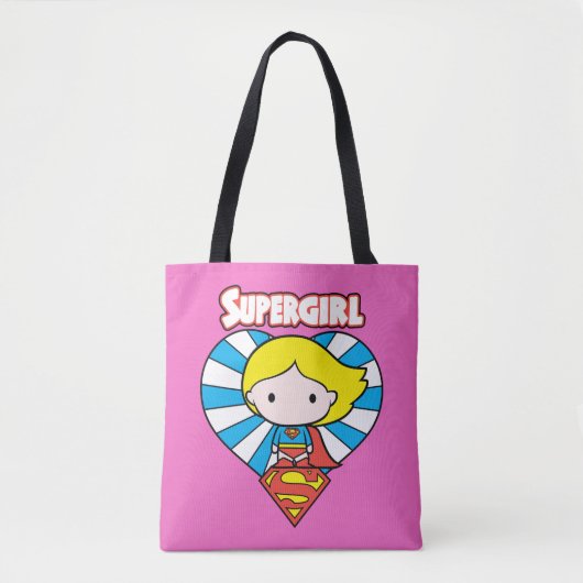 Chibi Supergirl Sternexplosion Herz und Logo Tasche (Vorderseite)