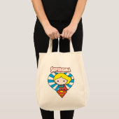Chibi Supergirl Sternexplosion Herz und Logo Tragetasche (Vorderseite (Produkt))