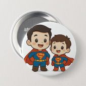 Chibi-Superhelden-Duo-Schreibwaren Button (Vorne & Hinten)