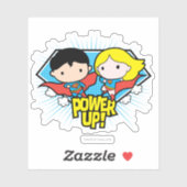 Chibi Superman & Chibi Supergirl Power Up! Aufkleber (Blatt)