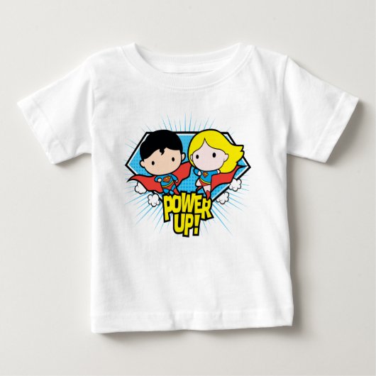 Chibi Superman & Chibi Supergirl Power Up! Baby T-shirt (Vorderseite)