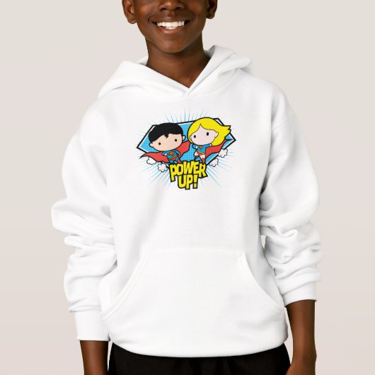 Chibi Superman & Chibi Supergirl Power Up! Hoodie (Vorderseite)