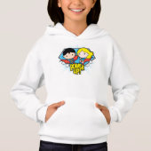 Chibi Superman & Chibi Supergirl Power Up! Hoodie (Vorderseite)