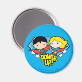 Chibi Superman & Chibi Supergirl Power Up! Magnet (Vorderseite/Rückseite)