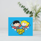 Chibi Superman & Chibi Supergirl Power Up! Postkarte (Stehend Vorderseite)