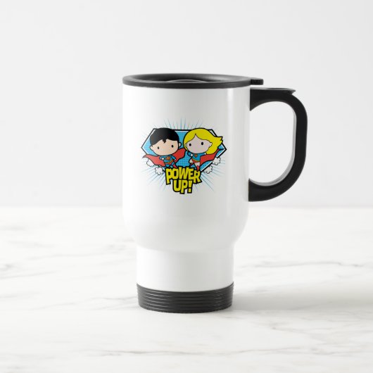 Chibi Superman & Chibi Supergirl Power Up! Reisebecher (Rechts)