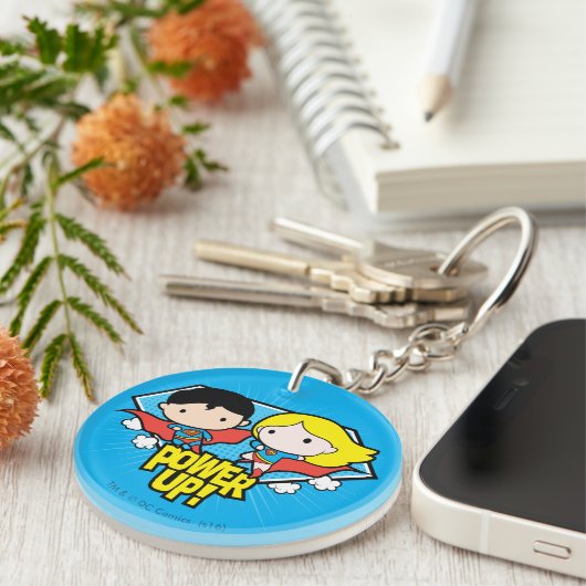 Chibi Superman & Chibi Supergirl Power Up! Schlüsselanhänger (Vorderseite rechts)
