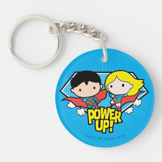 Chibi Superman & Chibi Supergirl Power Up! Schlüsselanhänger (Vorderseite)