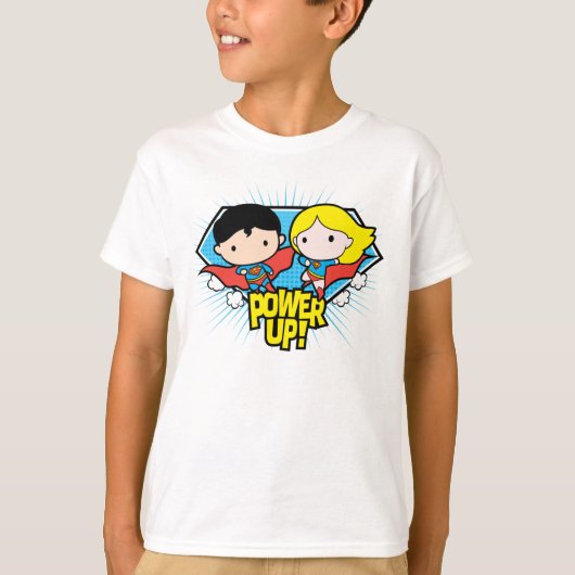Chibi Superman & Chibi Supergirl Power Up! T-Shirt (Vorderseite)