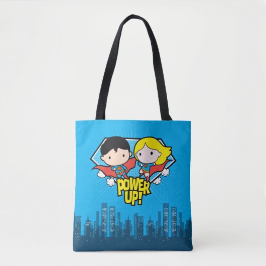 Chibi Superman & Chibi Supergirl Power Up! Tasche (Vorderseite)
