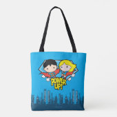 Chibi Superman & Chibi Supergirl Power Up! Tasche (Rückseite)