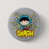 Chibi-Superman, der durch die Mauer schlug Button (Vorderseite)