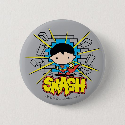 Chibi-Superman, der durch die Mauer schlug Button (Vorderseite)