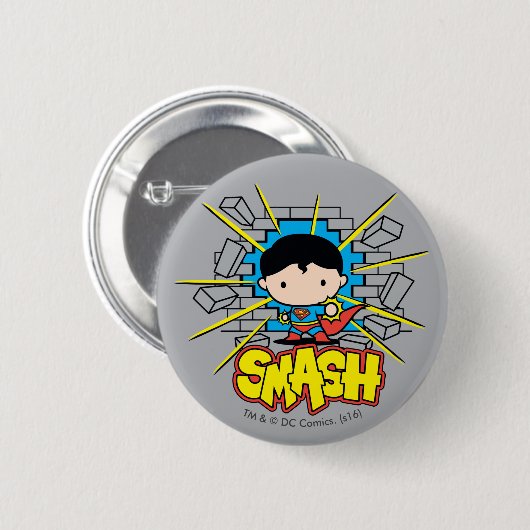 Chibi-Superman, der durch die Mauer schlug Button (Vorne & Hinten)