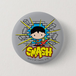 Chibi-Superman, der durch die Mauer schlug Button