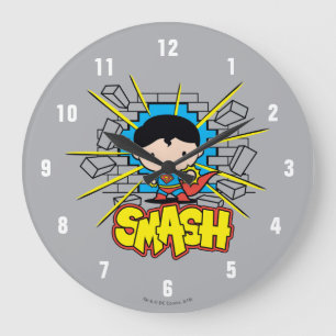 Chibi-Superman, der durch die Mauer schlug Große Wanduhr
