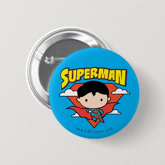 Chibi Superman Polka Dot Shield und Name Button (Vorne & Hinten)