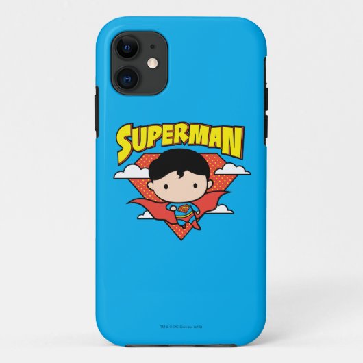 Chibi Superman Polka Dot Shield und Name Case-Mate iPhone Hülle (Rückseite)