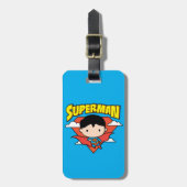 Chibi Superman Polka Dot Shield und Name Gepäckanhänger (Vorderseite vertikal)