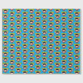 Chibi Superman Polka Dot Shield und Name Geschenkpapier (Flach)