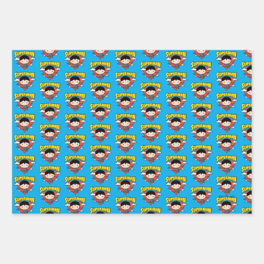 Chibi Superman Polka Dot Shield und Name Geschenkpapier Set (Vorderseite 3)