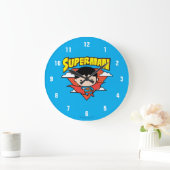 Chibi Superman Polka Dot Shield und Name Große Wanduhr (Zuhause)
