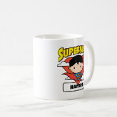 Chibi Superman Polka Dot Shield und Name Kaffeetasse (VorderseiteRechts)
