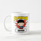 Chibi Superman Polka Dot Shield und Name Kaffeetasse (Links)