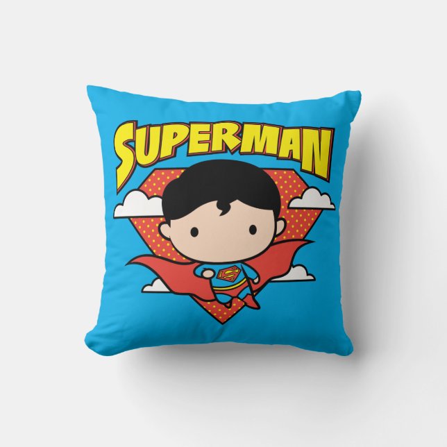 Chibi Superman Polka Dot Shield und Name Kissen (Vorderseite)