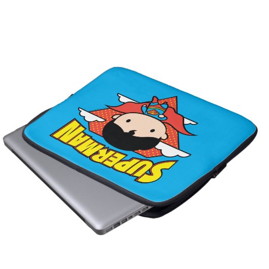 Chibi Superman Polka Dot Shield und Name Laptopschutzhülle (Vorne Knopf)