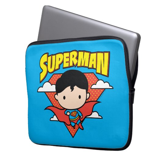 Chibi Superman Polka Dot Shield und Name Laptopschutzhülle (Vorderseite Links)