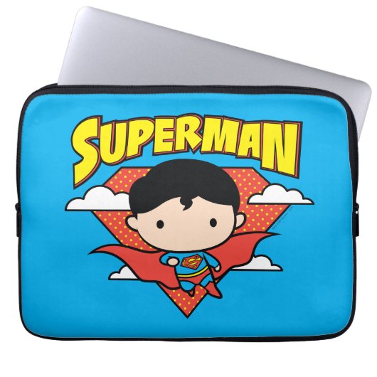 Chibi Superman Polka Dot Shield und Name Laptopschutzhülle (Vorderseite)