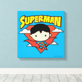 Chibi Superman Polka Dot Shield und Name Leinwanddruck (Insitu (Holzboden))