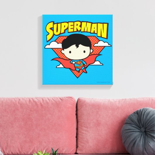 Chibi Superman Polka Dot Shield und Name Leinwanddruck (Insitu (Wohnzimmer))