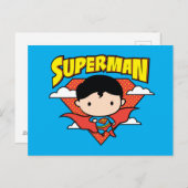 Chibi Superman Polka Dot Shield und Name Postkarte (Vorne/Hinten)
