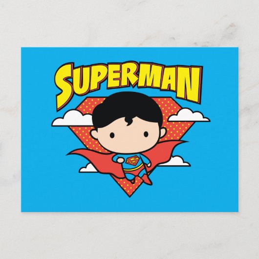 Chibi Superman Polka Dot Shield und Name Postkarte (Vorderseite)