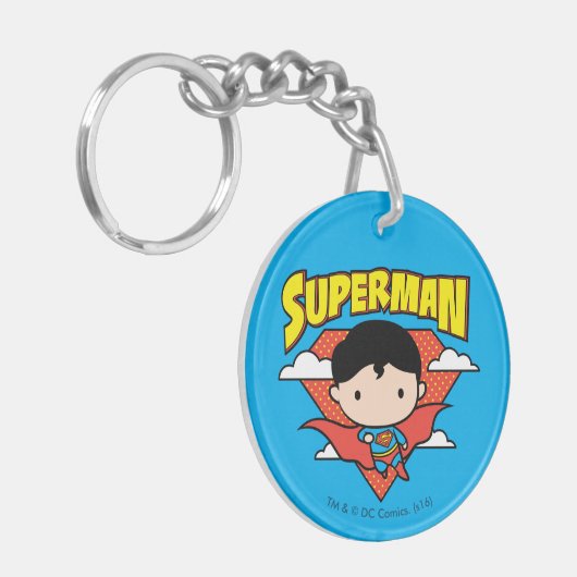 Chibi Superman Polka Dot Shield und Name Schlüsselanhänger (Vorderseite links)